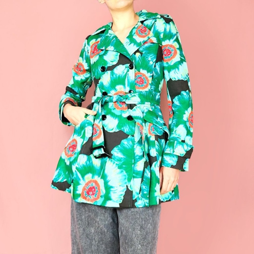 Banana Republic Statement Cotton Blend Floral Trench Coat